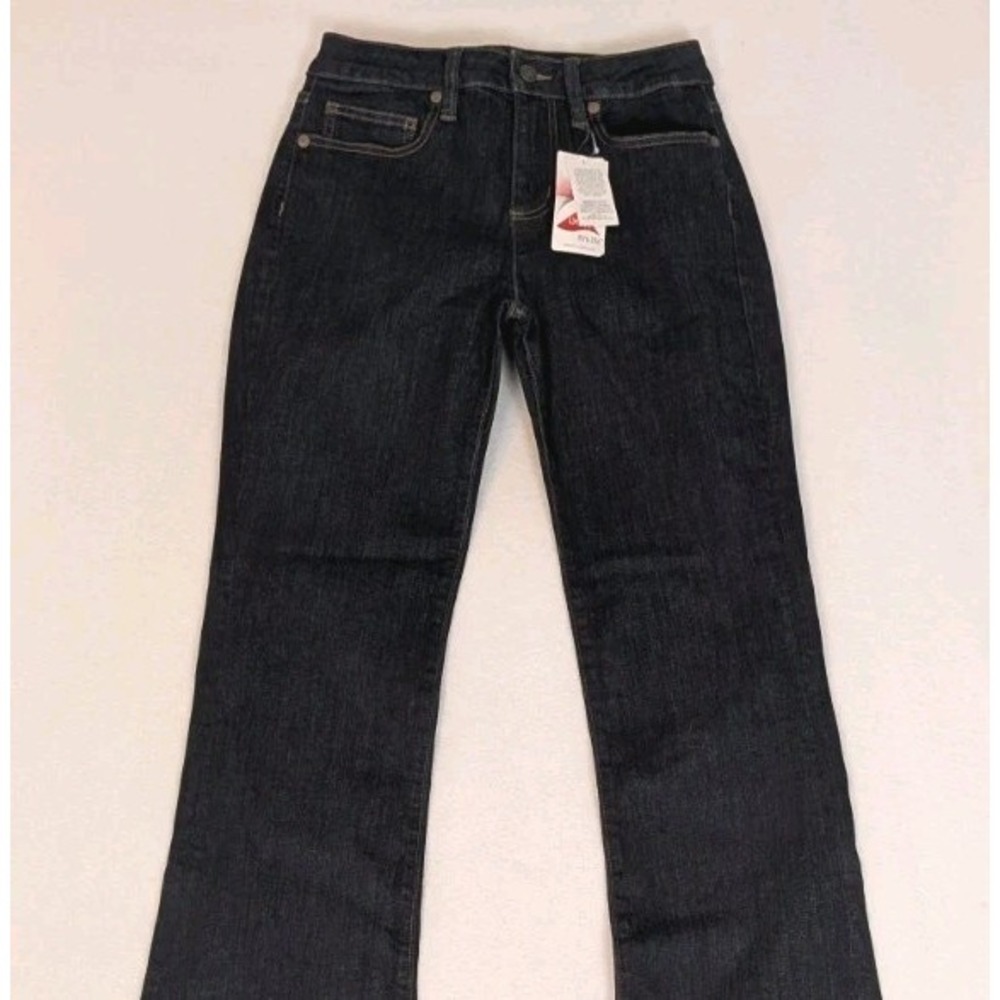 Lands End Jeans Mid Rise Curvy Bootcut Women's 4 Dark Blue Stretch NEW